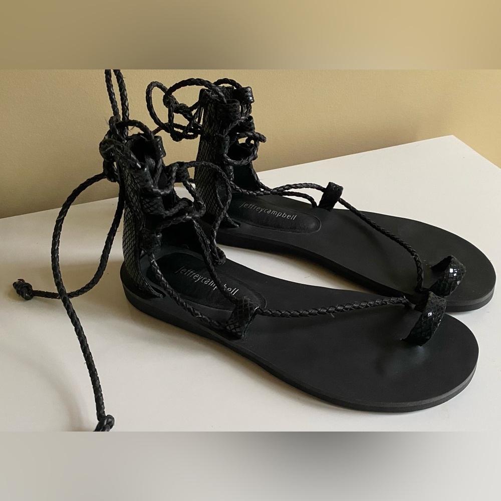 Jeffrey Campbell Adios Gladiator Black Sandals - Size 8